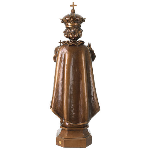 Menino Jesus de Praga para exterior efeito bronze Val Gardena fibra de vidro 60 cm