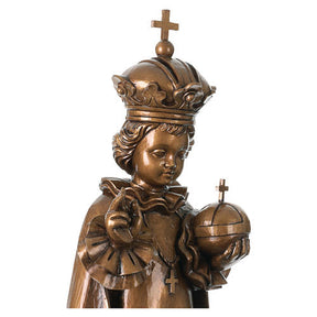 Menino Jesus de Praga para exterior efeito bronze Val Gardena fibra de vidro 60 cm