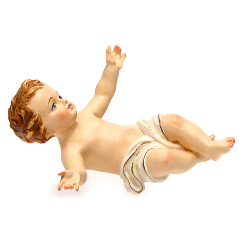 Menino Jesus fibra de vidro braços abertos pano branco
