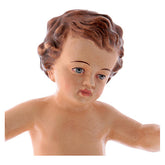 Menino Jesus fibra de vidro braços abertos pano dourado