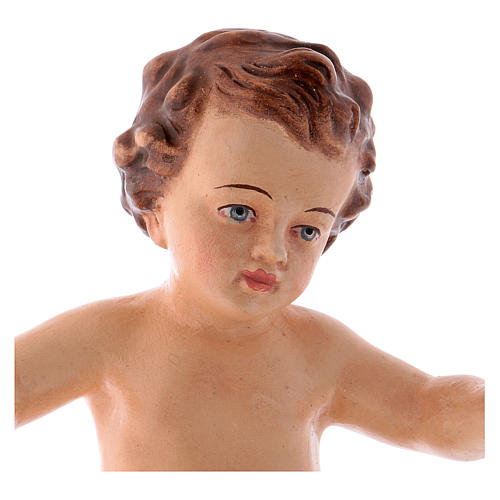 Menino Jesus fibra de vidro braços abertos pano dourado