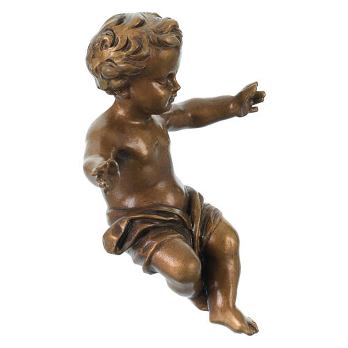 Menino Jesus para exterior efeito bronze Val Gardena fibra de vidro 20 cm