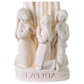 Nossa Senhora de Fátima com os pastorinhos para exterior Val Gardena fibra de vidro branca 60 cm