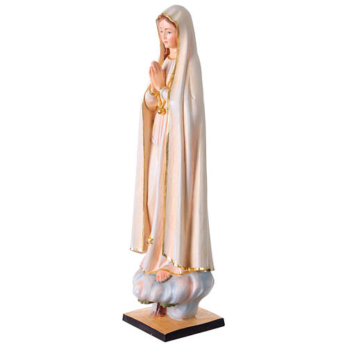 Nossa Senhora de Fátima para exterior colorida Val Gardena fibra de vidro