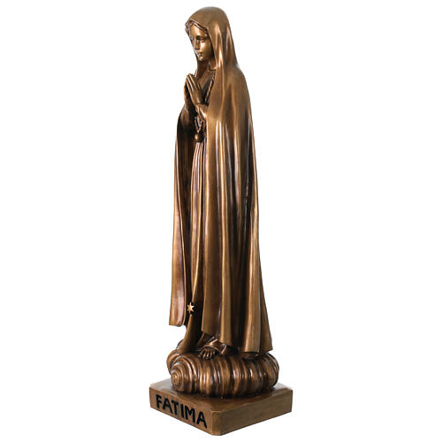 Nossa Senhora de Fátima para exterior efeito bronze Val Gardena fibra de vidro 100 cm