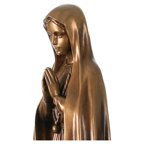Nossa Senhora de Fátima para exterior efeito bronze Val Gardena fibra de vidro 100 cm