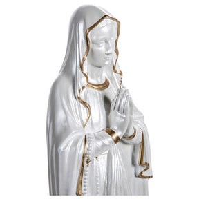 Nossa Senhora de Lourdes fibra vidro nacarada ouro 60 cm PARA EXTERIOR