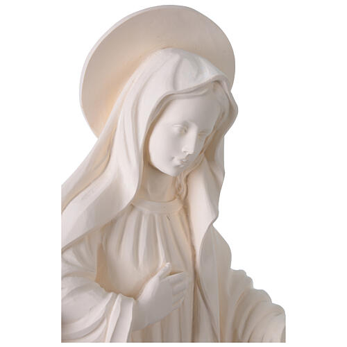Nossa Senhora de Medjugorje para exterior em fibra de vidro branca Val Gardena 60 cm