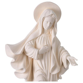 Nossa Senhora de Medjugorje para exterior em fibra de vidro branca Val Gardena 60 cm