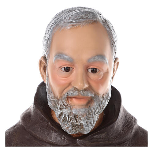 Padre Pio fibra de vidro corada 82 cm olhos vidro