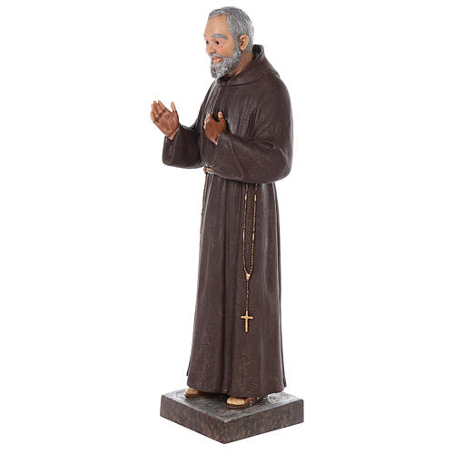 Padre Pio fibra de vidro corada 82 cm olhos vidro