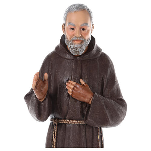 Padre Pio fibra de vidro corada 82 cm olhos vidro