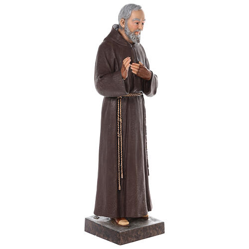 Padre Pio fibra de vidro corada 82 cm olhos vidro