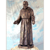 Padre Pio fibra de vidro Landi 150 cm bronze DE EXTERIOR