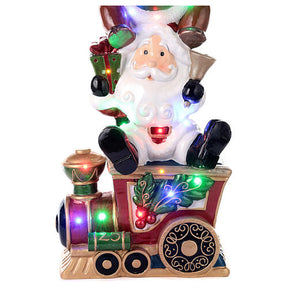 Pai Natal rena e boneco de neve no comboio h 180 cm LED