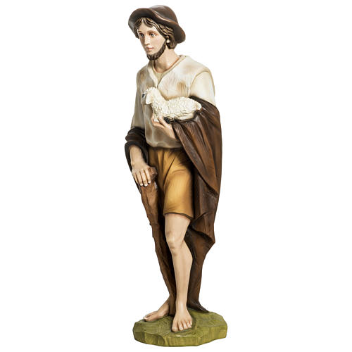 Pastor com cordeiro presépio 60 cm fibra de vidro PARA EXTERIOR