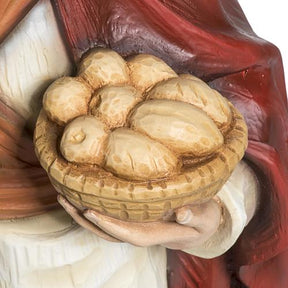 Pastor com lanterna e pão presépio 60 cm fibra de vidro