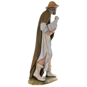 Pastor com ovelha 80 cm presépio fibra de vidro pintada