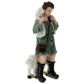 Pastor com ovelha e cordeiro 45x20x15 cm fibra de vidro para presépio de 60 cm