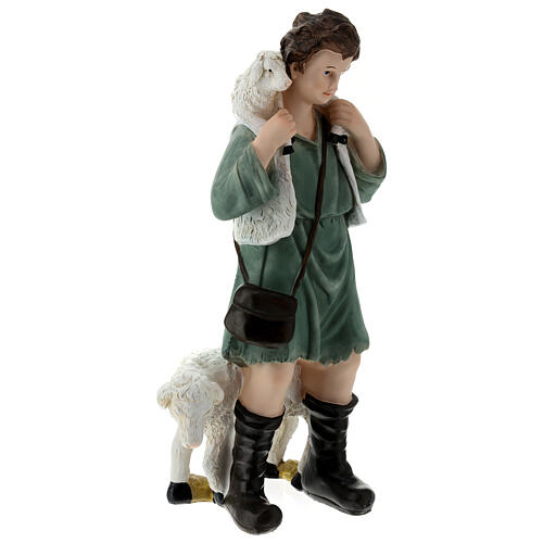 Pastor com ovelhas 30x15x10 cm fibra de vidro para presépio de 40 cm