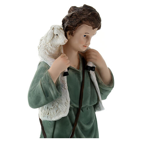 Pastor com ovelhas 30x15x10 cm fibra de vidro para presépio de 40 cm