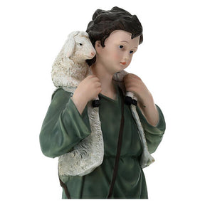 Pastor com ovelhas 80x35x25 cm para presépio de 100 cm fibra de vidro