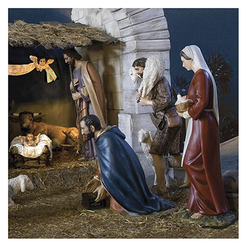 Pastorinha com pomba olhos cristal fibra de vidro para presépio de 160 cm Lando Landi EXTERIOR