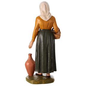 Pastorinha com pombas e jarra olhos cristal fibra de vidro para presépio de 100 cm Lando Landi EXTERIOR