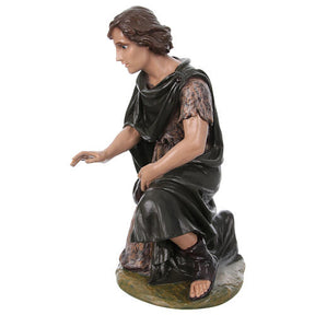 Pastorinho de joelhos para presépio Lando Landi 100 cm fibra de vidro olhos cristal EXTERIOR