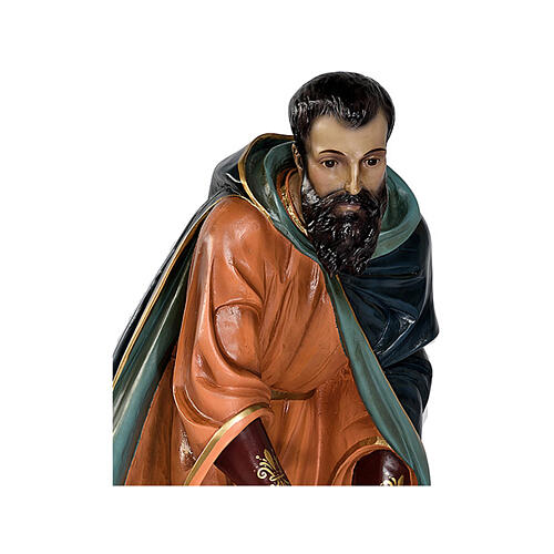 Rei Mago ajoelhado para presépio Lando Landi 100 cm fibra de vidro olhos cristal EXTERIOR