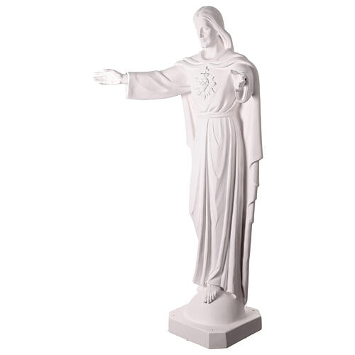 Sagrado Coração de Jesus braços abertos natural 160 cm fibra de vidro exterior