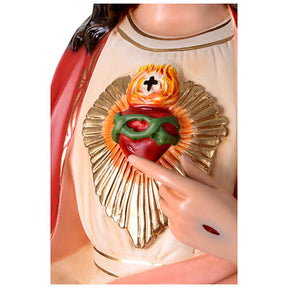Sagrado Coração de Jesus fibra de vidro corada 110 cm olhos vidro