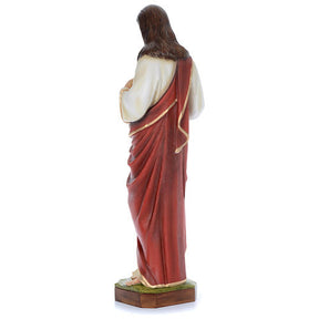Sagrado Coração Jesus 100 cm fibra de vidro corada PARA EXTERIOR