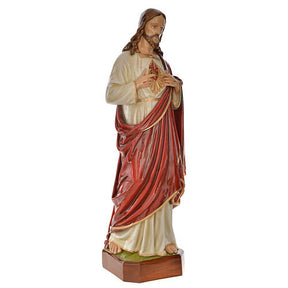 Sagrado Coração Jesus 130 cm fibra de vidro corada para exterior