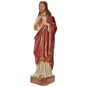 Sagrado Coração Jesus 130 cm fibra de vidro corada para exterior