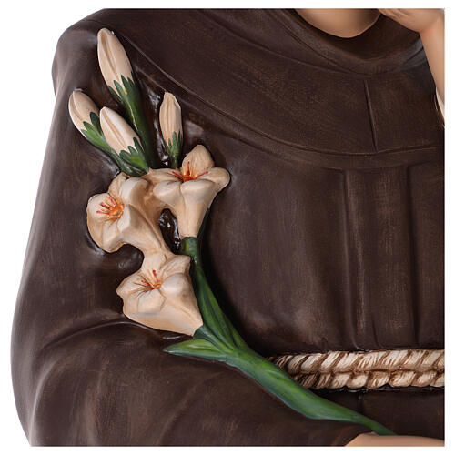 Santo António de Lisboa imagem fibra de vidro corada 130 olhos vidro