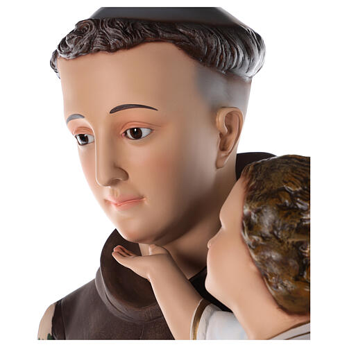 Santo António de Lisboa imagem fibra de vidro corada 130 olhos vidro