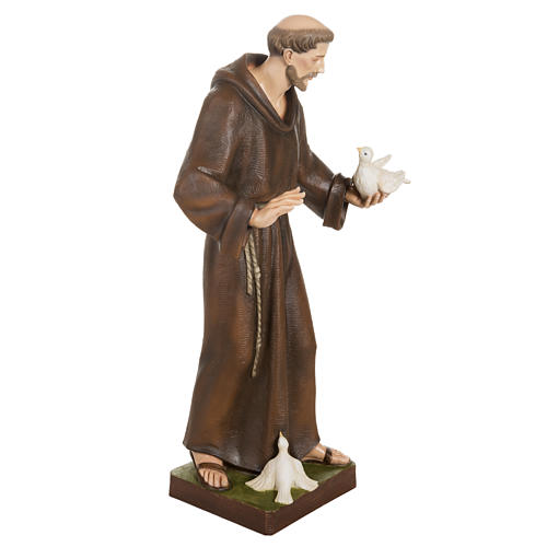São Francisco com pombas 80 cm fibra de vidro
