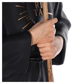 São Francisco de Paula fibra de vidro corada 115 cm olhos vidro