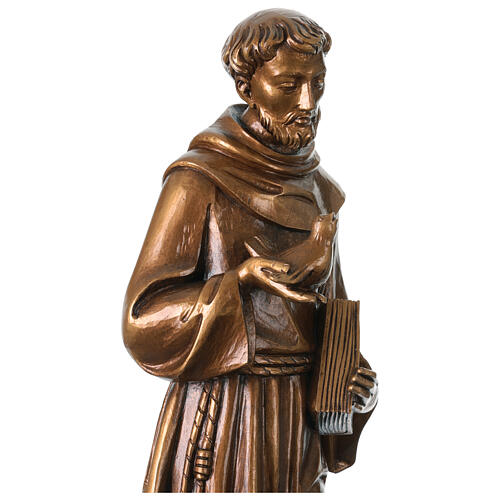 São Francisco em fibra de vidro efeito bronze para exterior Val Gardena
