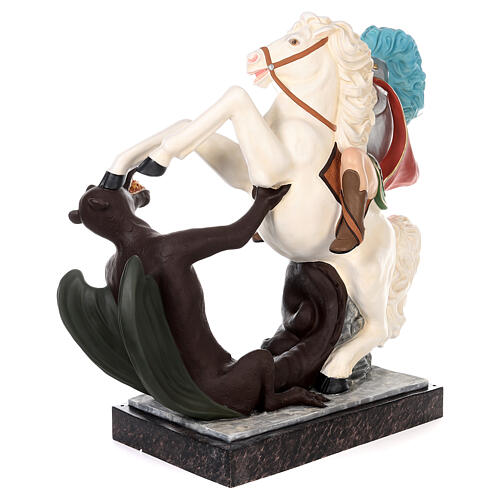 São Jorge no cavalo 110 cm fibra de vidro corada olhos de vidro