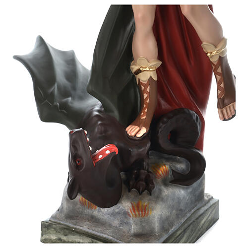 São Miguel com espada e escudo fibra de vidro olhos de vidro 110 cm