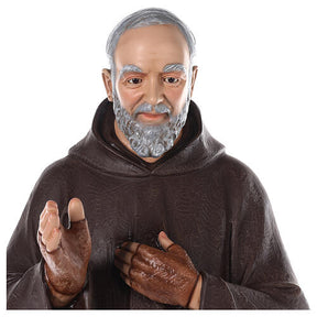 São Pio fibra de vidro corada 110 cm olhos vidro