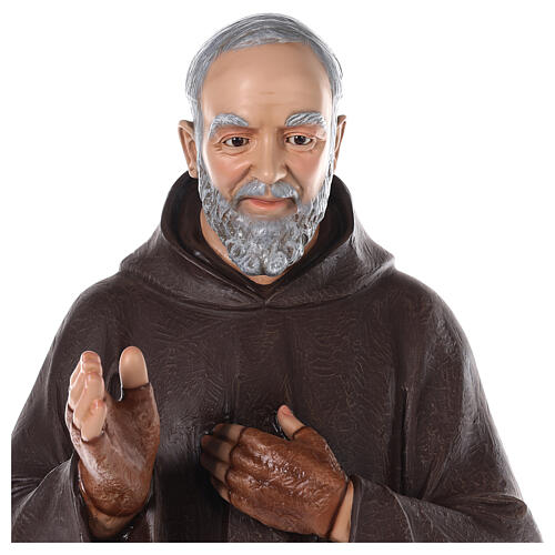 São Pio fibra de vidro corada 110 cm olhos vidro