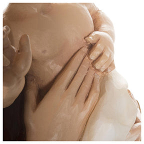 Virgem com Menino manto azul vermelho fibra de vidro 85 cm PARA EXTERIOR