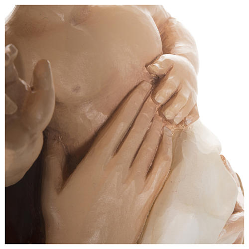 Virgem com Menino manto azul vermelho fibra de vidro 85 cm PARA EXTERIOR